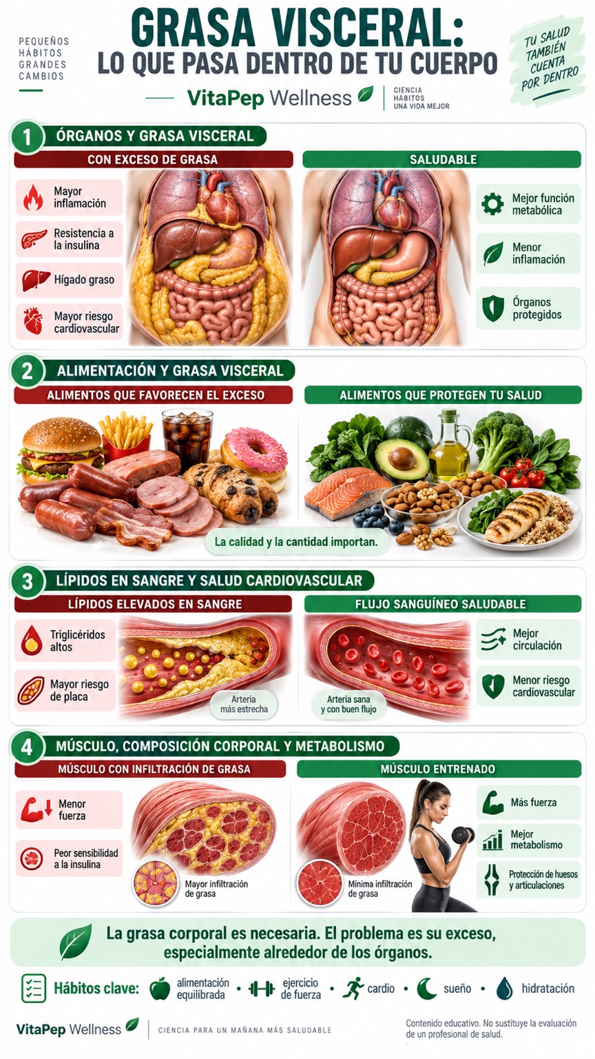 Grasa visceral y salud metabólica — guía VitaPep