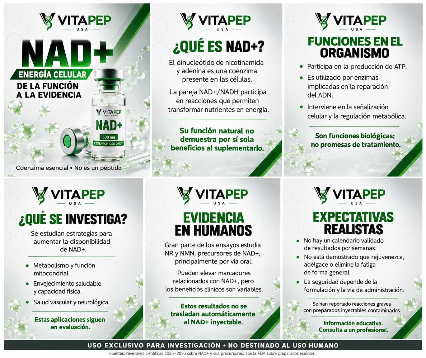 NAD+: funciones y evidencia — guía VitaPep