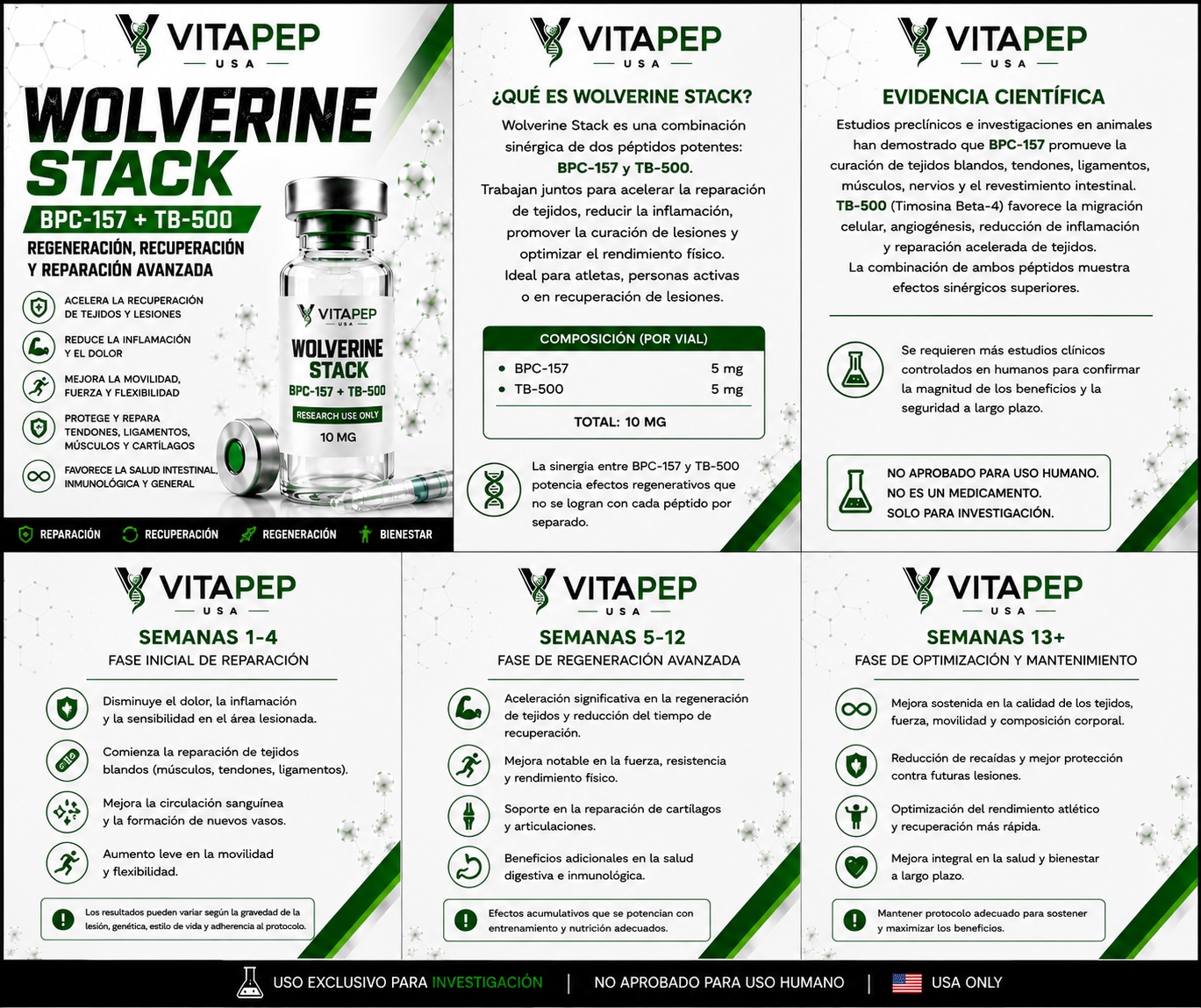 Wolverine Stack: BPC-157 + TB-500 — guía VitaPep